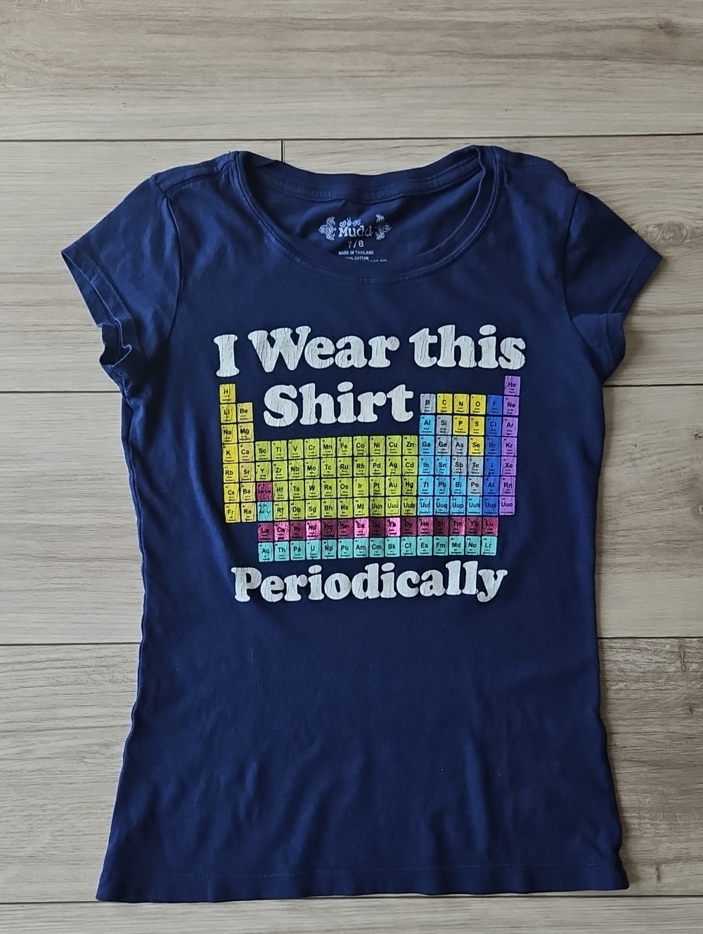 Girls Mudd I Wear This Shirt Periodically Tee 7/8 Project Hail Mary Science Navy